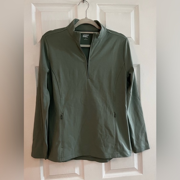 Lands' End Jackets & Blazers - Lands' End Women’s NWT Lily Pad Green Quarter-Zip Top